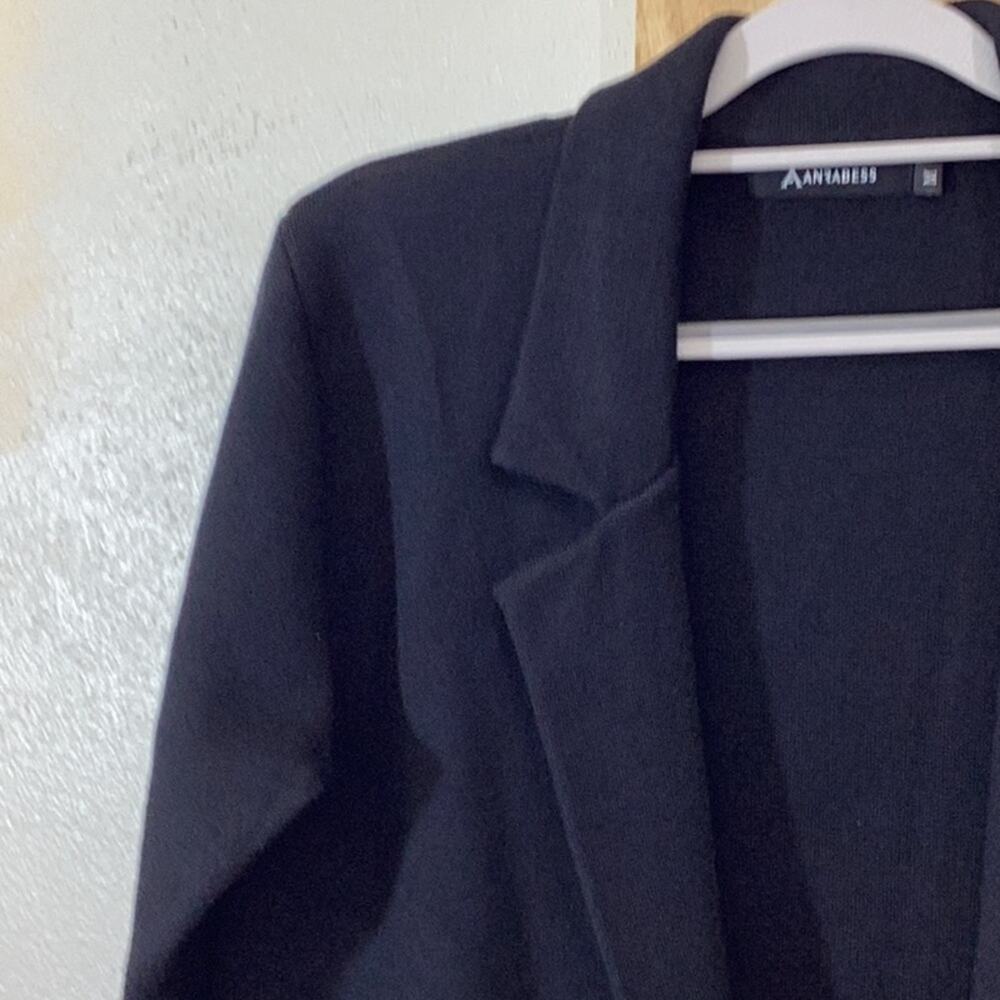 Anrabess Black Minimal Structure Sweater Long Cardigan Coat Woman Medium Duster
